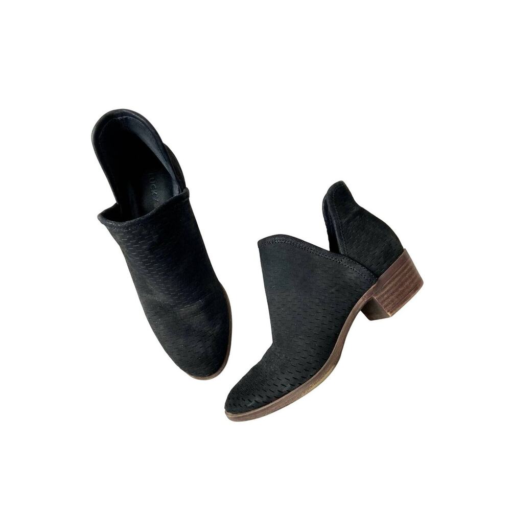 Lucky Brand Perforated Black Leather Booties Size 5.5